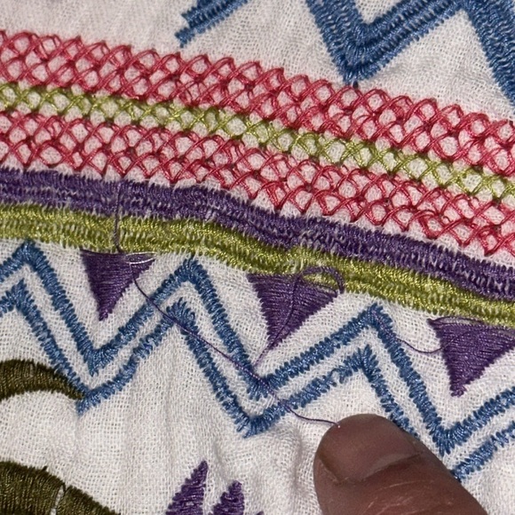 AP.NY New York Embroidered Floral Birds Embroidery Button Front Blouse Top Gauze - Picture 8 of 12